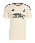 Philadelphia Union 2026 third shirt front, cream Philly design with skyline graphic