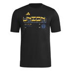 Philadelphia Union 2026 black travel shirt front with gold UNION graphic