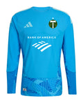 Portland Timbers 2026 blue goalkeeper shirt front, long sleeves