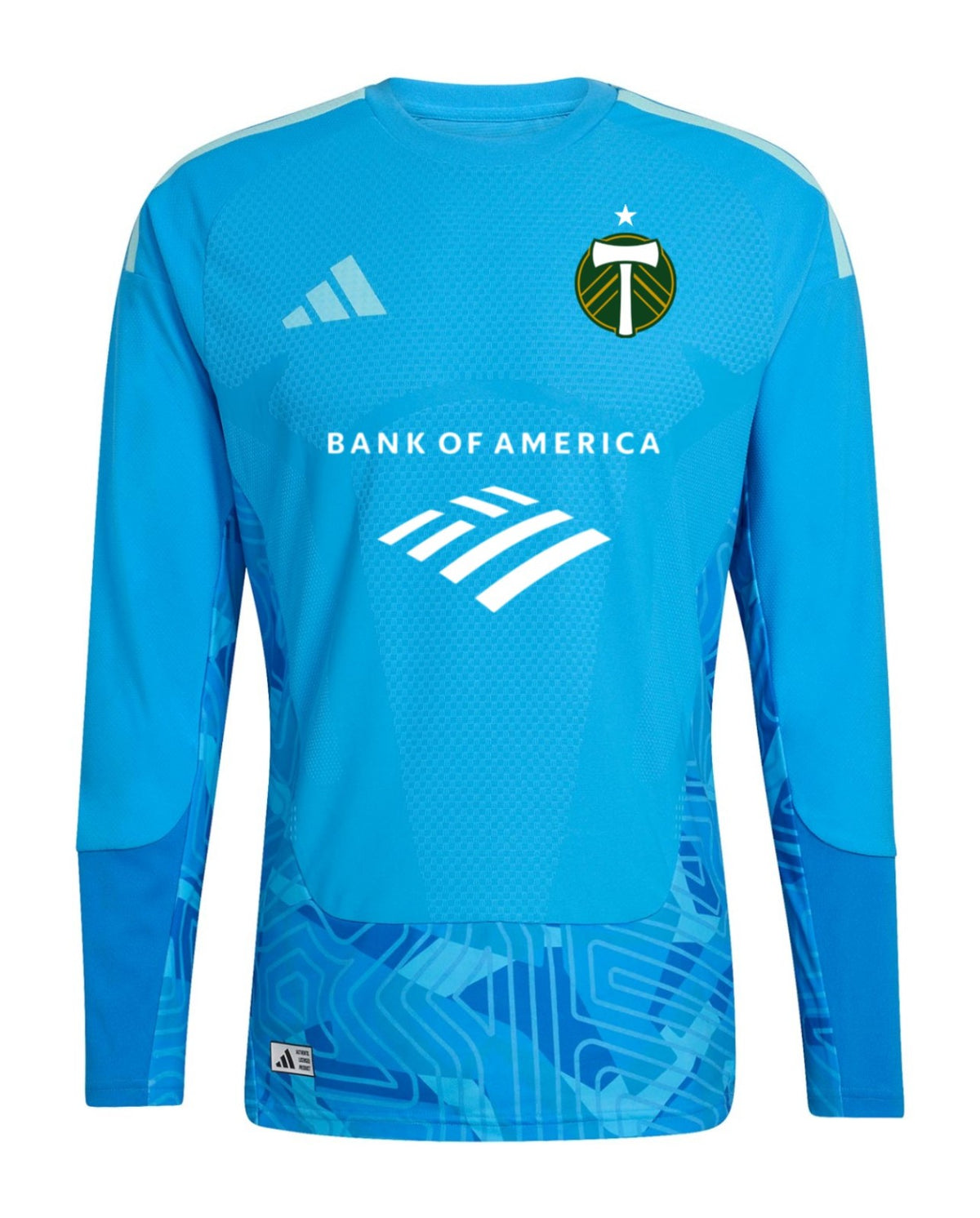 Portland Timbers 2026 blue goalkeeper shirt front, long sleeves