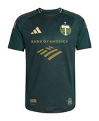 Portland Timbers 2026 home shirt front, dark green with gold sponsor