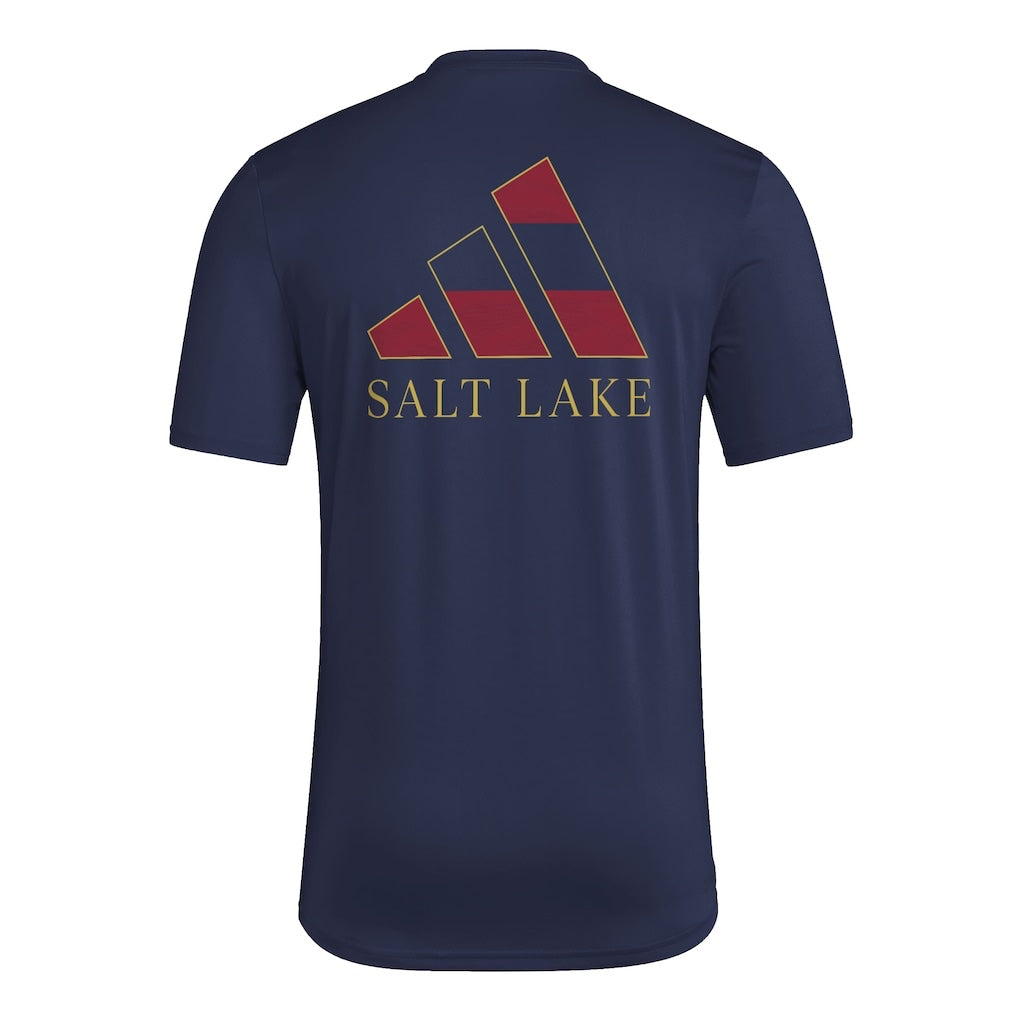 Real Salt Lake 2026 navy training shirt back with SALT LAKE graphic