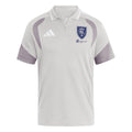 Real Salt Lake 2026 travel polo shirt front, light grey with white collar