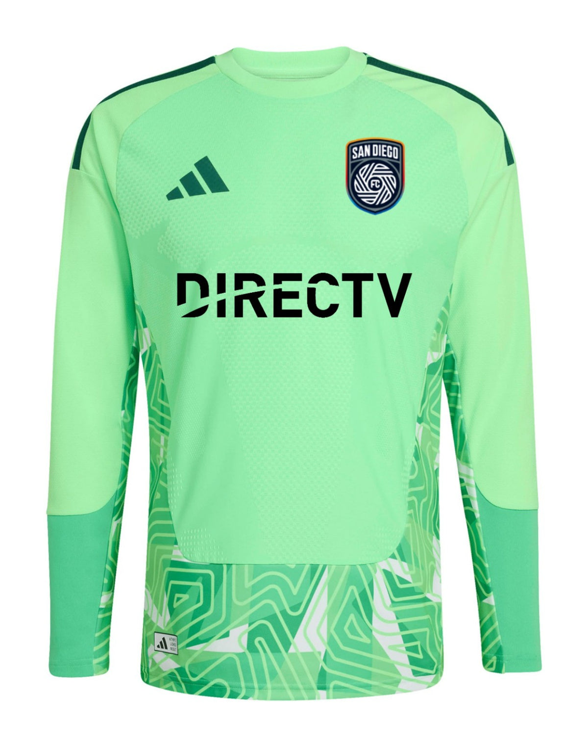 San Diego FC 2026 green goalkeeper shirt front, long sleeves