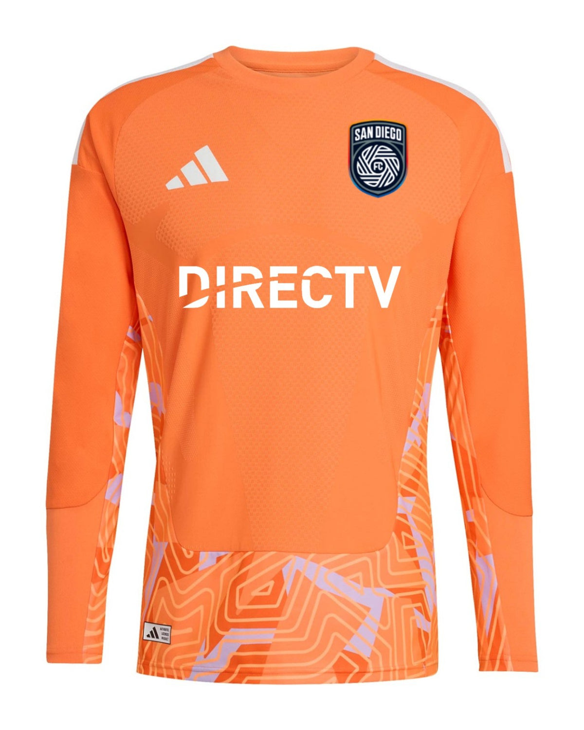 San Diego FC 2026 orange goalkeeper shirt front, long sleeves