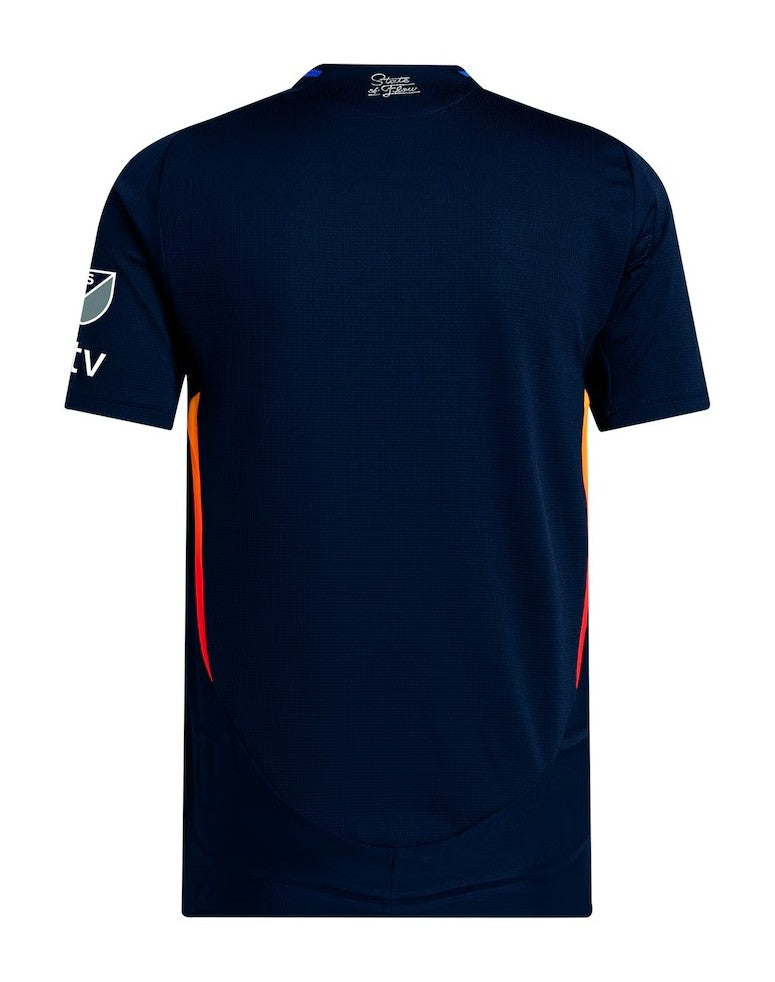 San Diego FC 2026 home shirt back view with colourful side panels