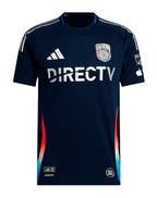 San Diego FC 2026 home shirt front, navy State of Flow kit with chrome crest