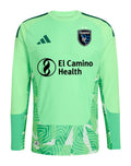 San Jose Earthquakes 2026 green goalkeeper shirt front, long sleeves