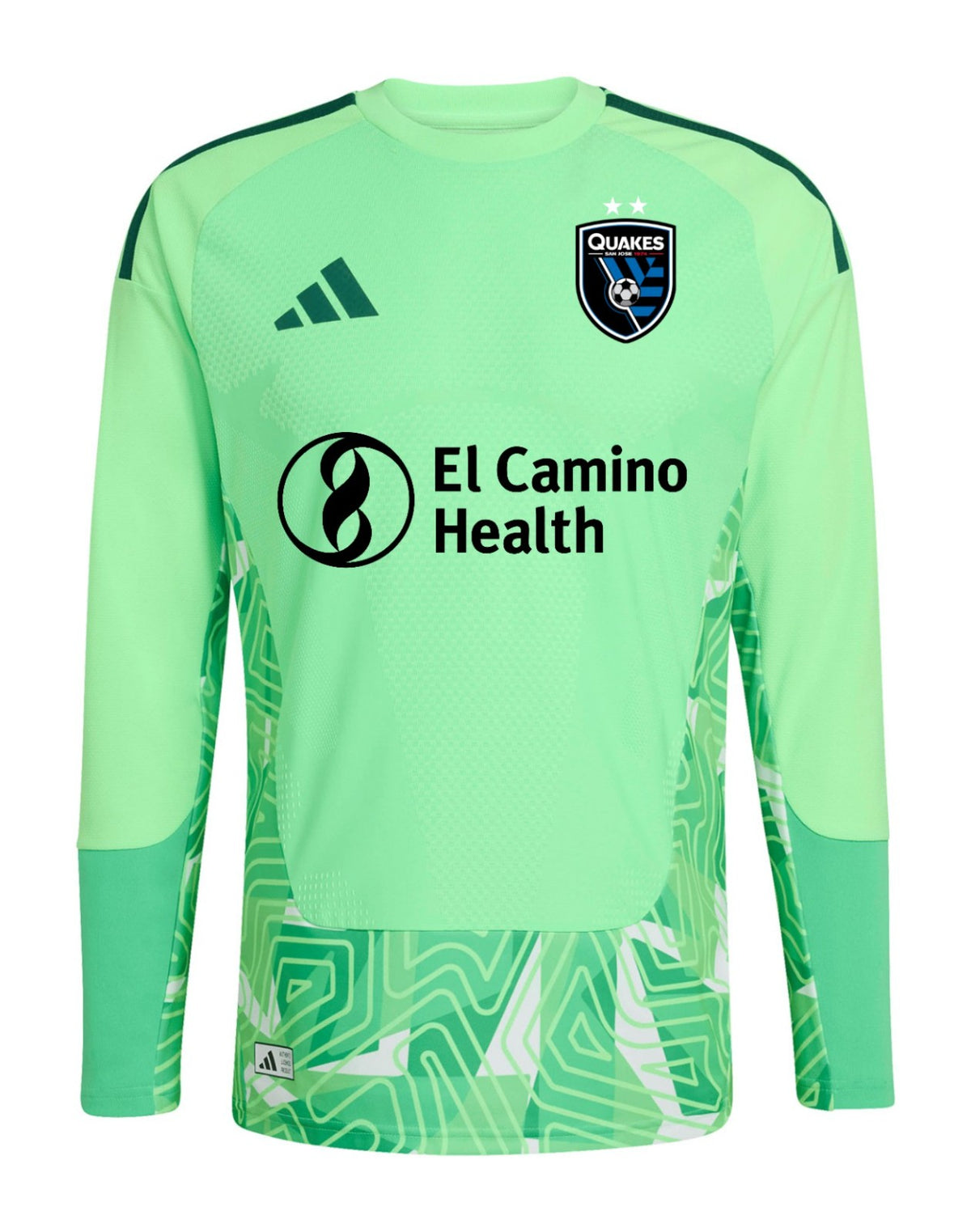 San Jose Earthquakes 2026 green goalkeeper shirt front, long sleeves