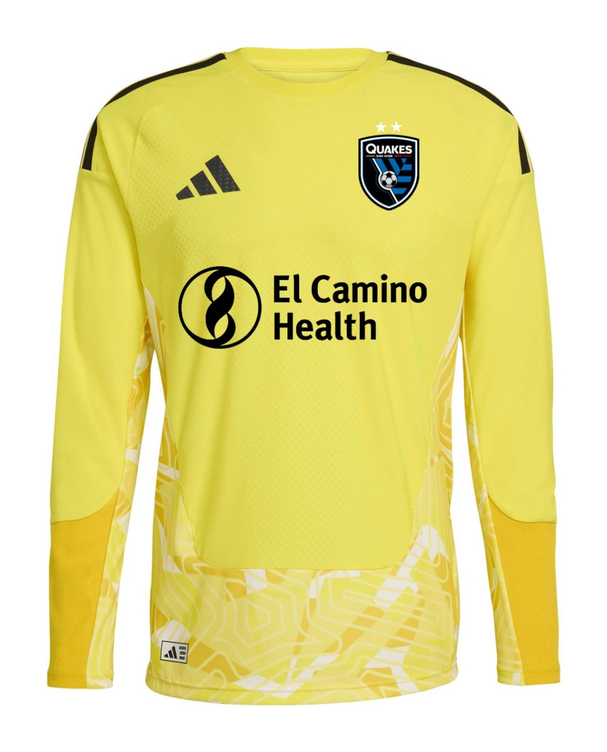 San Jose Earthquakes 2026 yellow goalkeeper shirt front, long sleeves