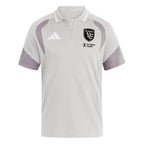 San Jose Earthquakes 2026 travel polo shirt front, light grey with white collar