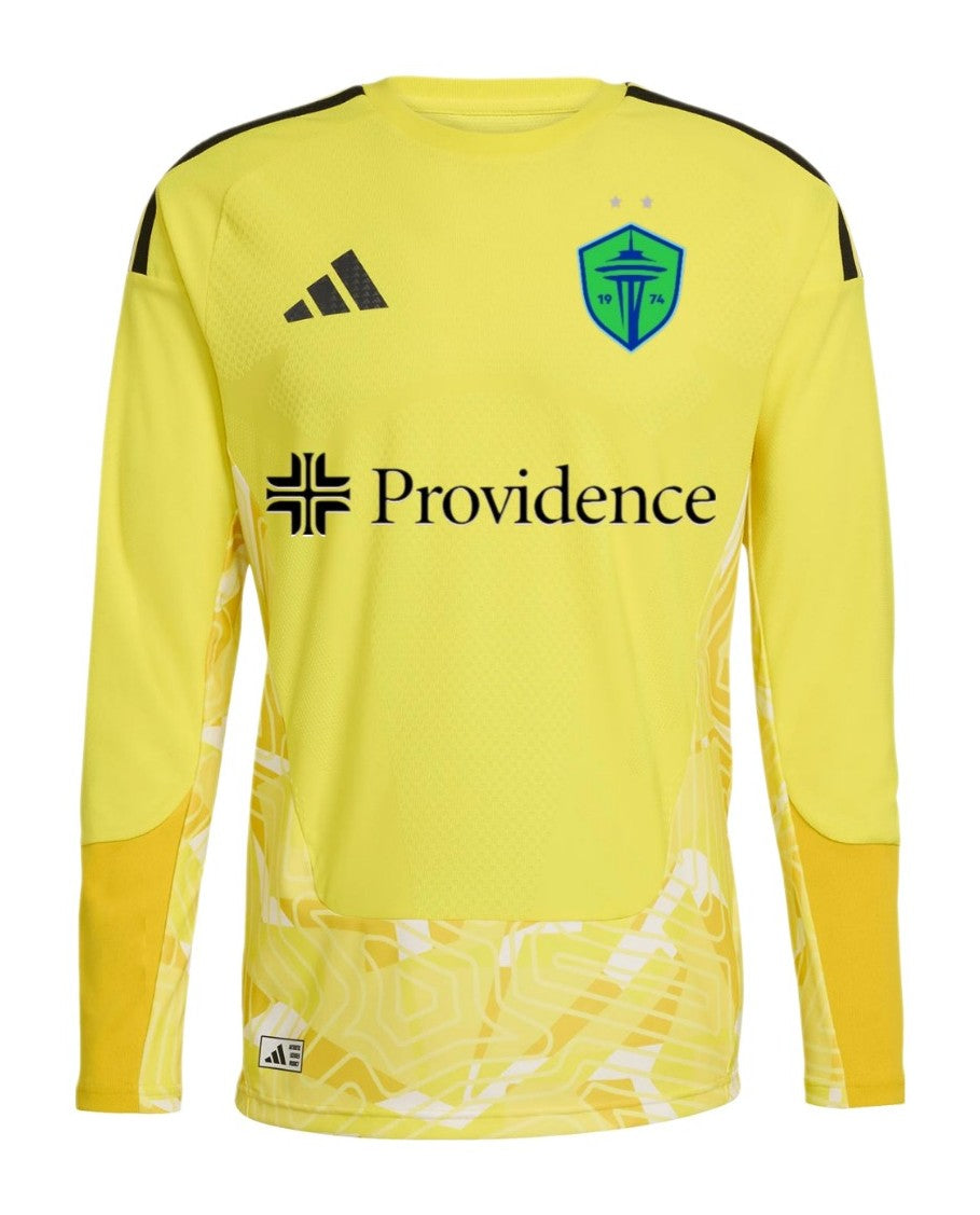 Seattle Sounders FC 2026 yellow goalkeeper shirt front, long sleeves