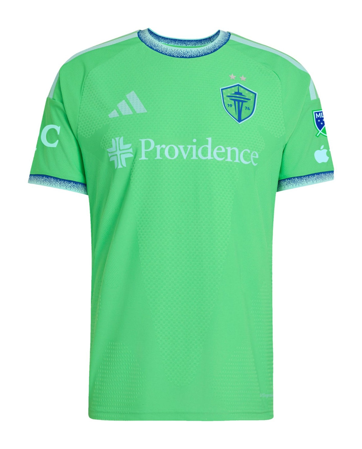 Seattle Sounders FC 2026 home shirt front, Rave Green Evergreen State kit