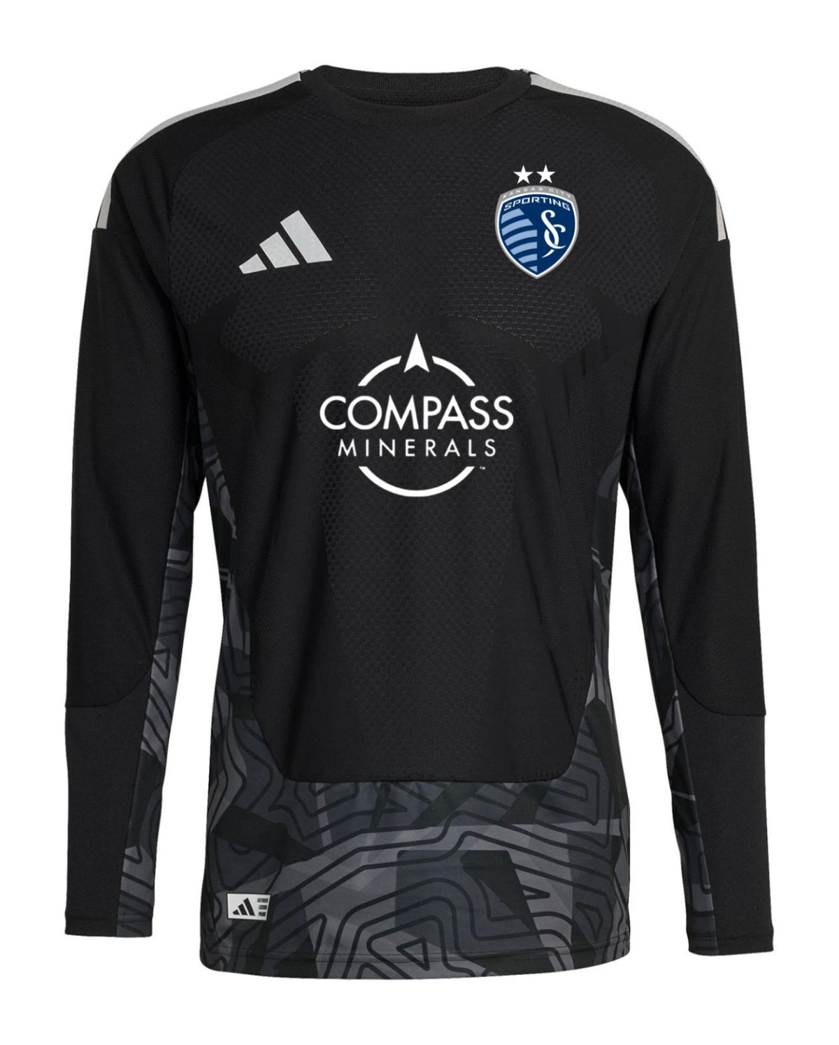 Sporting Kansas City 2026 black goalkeeper shirt front, long sleeves with grey hem