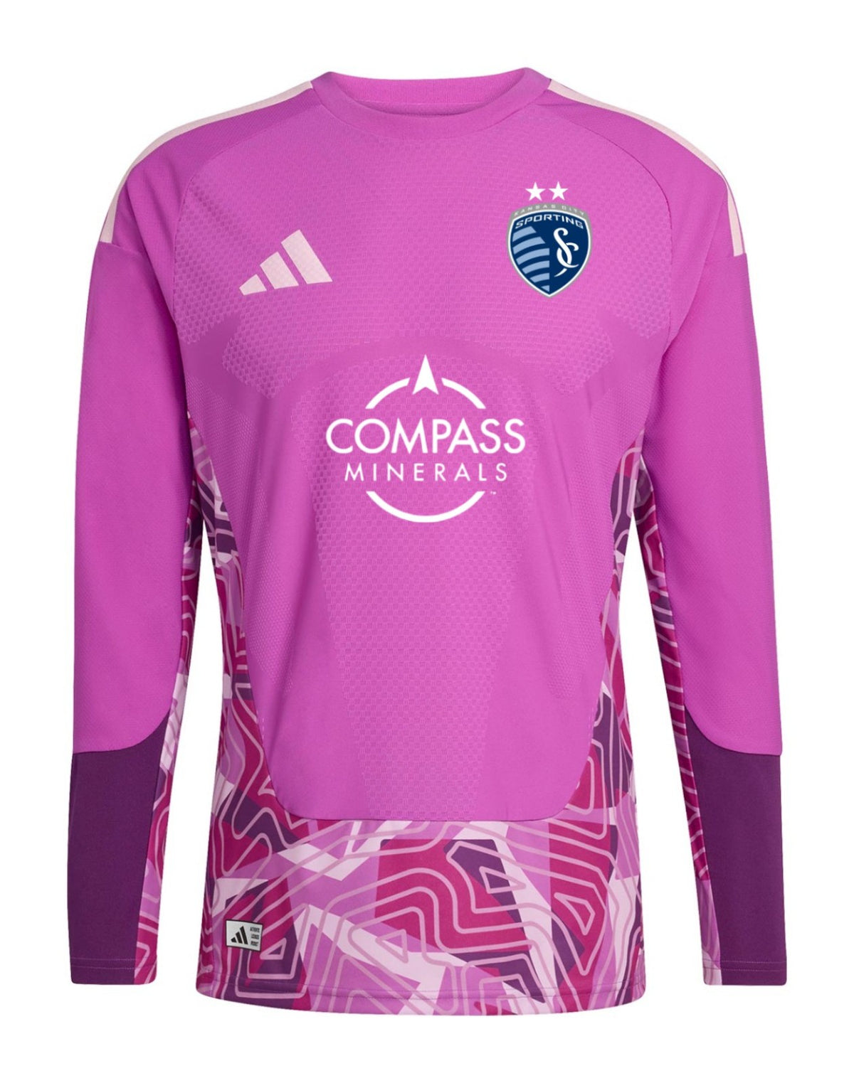 Sporting Kansas City 2026 pink goalkeeper shirt front with purple sleeves
