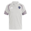 Sporting Kansas City 2026 travel polo shirt front, light grey with white collar