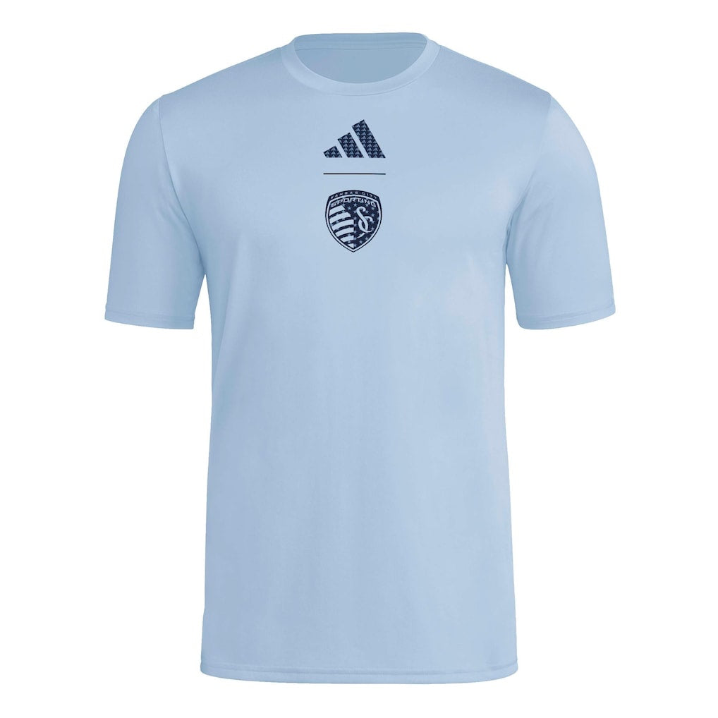Sporting Kansas City 2026 travel jersey front, light blue with navy crest