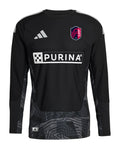 St. Louis City 2026 black goalkeeper shirt front, long sleeves with grey hem pattern