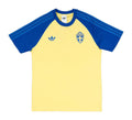 Sweden 2026 travel jersey front, pale yellow with blue sleeves