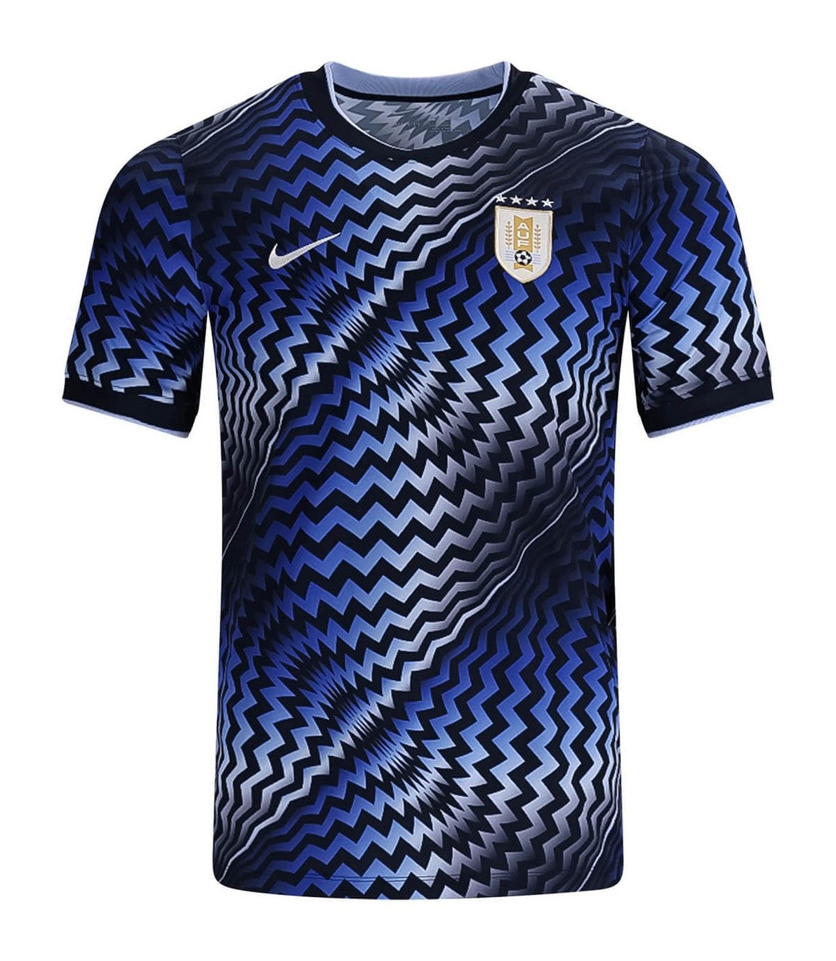 Uruguay 2026 pre-match shirt front with zigzag print