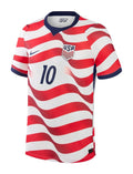 USA 2026 home shirt front, white with red wave stripes and number 10