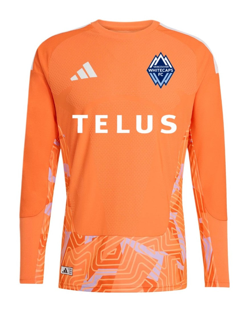 Vancouver Whitecaps 2026 orange goalkeeper shirt front, long sleeves