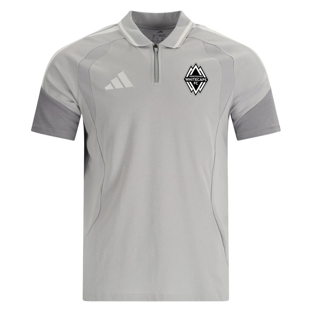 Vancouver Whitecaps 2026 travel polo shirt front in light grey