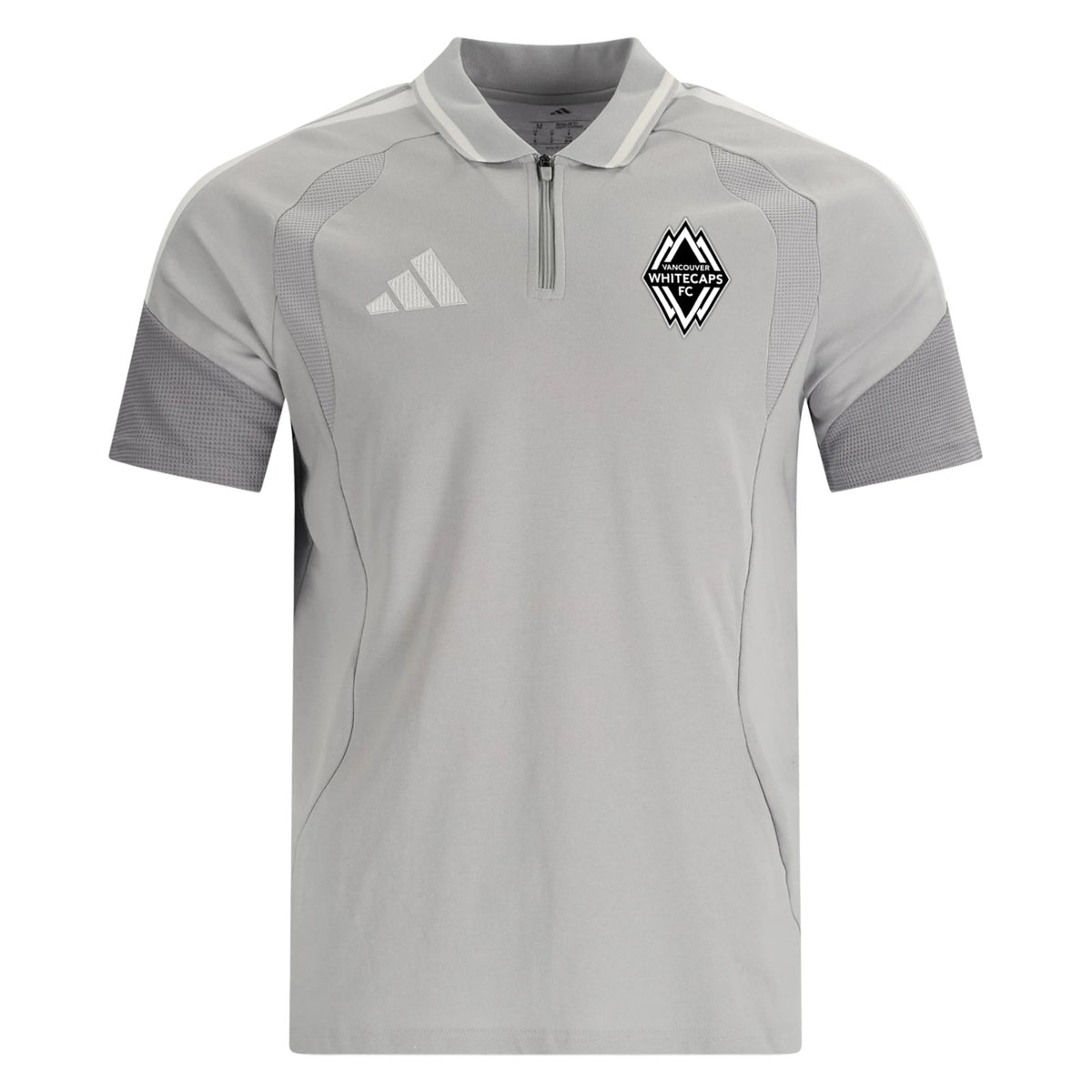 Vancouver Whitecaps 2026 travel polo shirt front in light grey