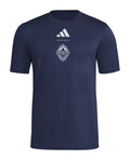 Vancouver Whitecaps 2026 navy travel shirt front with club crest