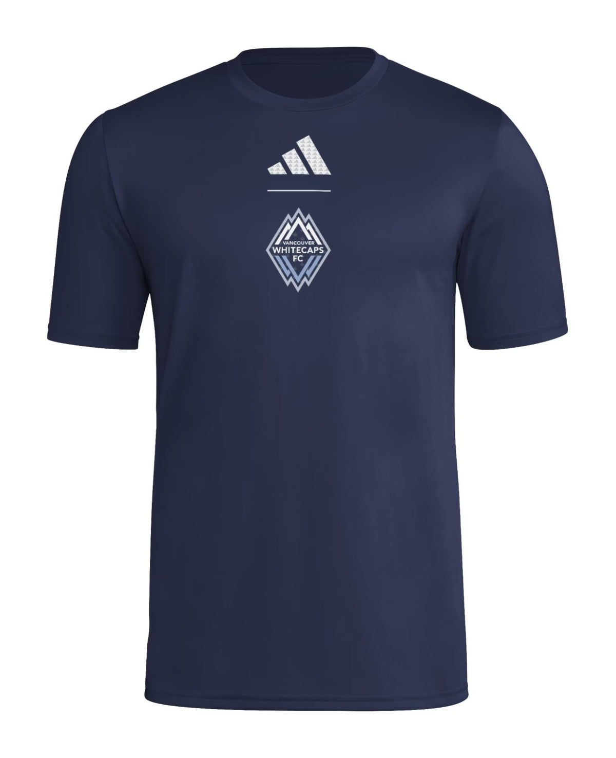 Vancouver Whitecaps 2026 navy travel shirt front with club crest
